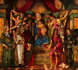 Madonna intronizowana z sześcioma świętymi, 1483, 1937. autorstwa Sandro Botticelli
