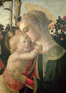 Madonna z Dzieciątkiem ze św. Janem Chrzcicielem, fragment olejny Madonny z Dzieciątkiem na desce rozdzielczej z 93886 autorstwa Sandro Botticelli