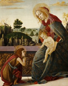 Madonna z Dzieciątkiem z młodym św. Janem Chrzcicielem w pejzażu autorstwa Sandro Botticelli