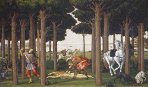Historia Nastagio degli Honesti, panel II autorstwa Sandro Botticelli