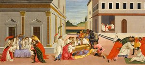 Trzy cuda św. Zenobiusza, ca. 1500. autorstwa Sandro Botticelli