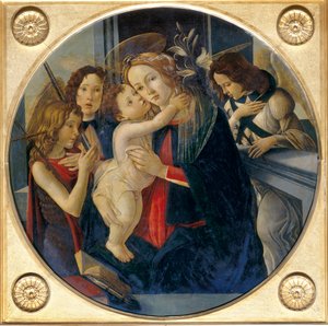 Madonna z Dzieciątkiem, młody św. Jan Chrzciciel i anioły autorstwa Sandro and workshop Botticelli