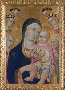 Madonna z Dzieciątkiem, święci Apollonia i Bernardino i cztery anioły, ok. 1460 autorstwa Sano di Pietro