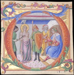 Męczeństwo św. Agaty w inicjale D, ca. 1470-73. autorstwa Sano di Pietro