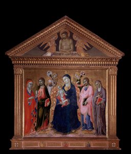 Dziewica z Dzieciątkiem ze św. Jakub, Filip, Anna i Maria Magdalena - olej na drewnie autorstwa Sano di also Ansano di Pietro di Mencio Pietro