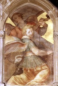 Muzyczne anioły w krużganku trompe l