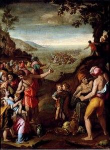Przejście przez Morze Czerwone Hebrajczycy, uciekając z Egiptu, przechodzą przez Morze Czerwone, prowadzeni przez Mojżesza. Obraz Santi di Tito (1536-1603) Florencja, Gabinet Francois I, Palazzo Vecchio