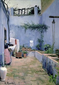 Wnętrze patio (olej na płótnie)