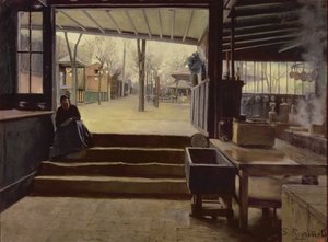 Kuchnia lub Laboratorium Moulin de la Galette, Paryż (olej na płótnie) autorstwa Santiago Rusinol i Prats