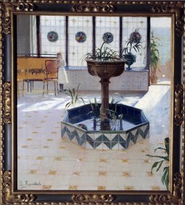 Fontanna pod werandą Obraz Jamesa Rusinola i (i) Pratsa (1861-1931) 1894 Ze zbiorów prywatnych autorstwa Santiago Rusinol i Prats