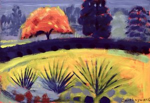 Ogród Botaniczny, jesień (olej na kartce) autorstwa Sara Hayward