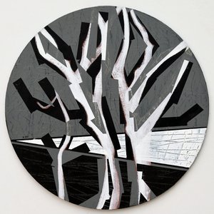 Twixt Heaven & Earth XVII-B (akryl na okrągłej tablicy) autorstwa Sara Hayward