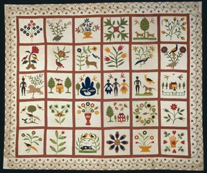 Narzuta na łóżko znana jako Album Quilt autorstwa Sarah Ann Wilson