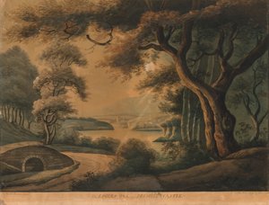 The Lovers Oak w pobliżu zamku Delville, koniec XVIII wieku autorstwa Sarah Broome