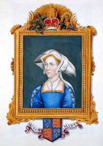 Portret Anny Boleyn niesłusznie nazywanej Królową Marią ze „Wspomnień dworu królowej Elżbiety”, wydanych w 1825 r. (akwarela i gwasz na papierze) autorstwa Sarah Countess of Essex