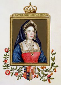 Portret Katarzyny Aragońskiej (1485-1536) I królowej Henryka VIII ze „Wspomnień dworu królowej Elżbiety”, wydanego w 1825 r. (wc i gwasz na papierze)