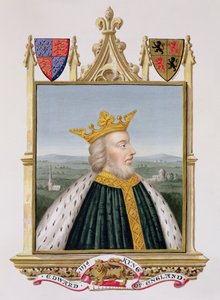 Portret Edwarda III (1312-77) króla Anglii od 1327 r. z "Pamiętników dworu królowej Elżbiety", wydanych w 1825 r. (wc i gwasz na papierze)