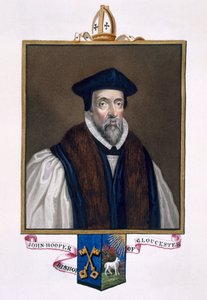 Portret Johna Hoopera (zm.1555) biskupa Gloucester z "Pamiętników dworu królowej Elżbiety", wydanych w 1825 r. (wc i gwasz na papierze)