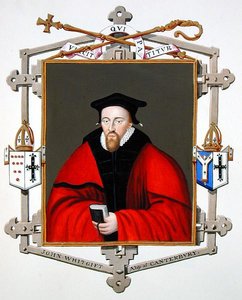 Portret Johna Whitgifta (ok. 1530-1604) arcybiskupa Canterbury z „Wyznań dworu królowej Elżbiety”, opublikowanych w 1825 r. (akwarela i gwasz na papierze) autorstwa Sarah Countess of Essex