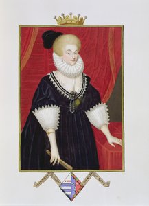 Portret lady Katarzyny Grey (ok. 1538-1668) hrabiny Kentu ze „Wspomnień dworu królowej Elżbiety”, opublikowanych w 1825 r. (wc i gwasz na papierze)