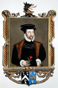 Portret Lorda Rogera Northa (1530-1600) 2. barona Northa ze „Wspomnień dworu królowej Elżbiety”, opublikowanych w 1825 r. (akwarela i gwasz na papierze) autorstwa Sarah Countess of Essex