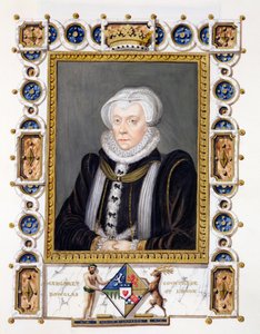 Portret Margaret Douglas (1515-78) hrabiny Lennox ze „Wspomnień dworu królowej Elżbiety”, wydanej w 1825 r. (wc i gwasz na papierze)