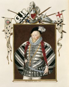 Portret Sir Henry Lee (1530-1610) ze „Wspomnienia dworu królowej Elżbiety”, opublikowany w 1825 r. na papierze