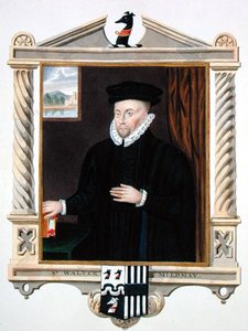 Portret Sir Waltera Mildmaya (ok. 1520-89) ze „Wspomnień dworu królowej Elżbiety” według portretu Sir Williama Segara (zm. 1633), opublikowanego w 1825 r. (akwarela i gwasz na papierze) autorstwa Sarah Countess of Essex