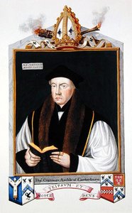 Portret Thomasa Cranmera (1489-1556) arcybiskupa Canterbury ze „Wspomnień dworu królowej Elżbiety”, opublikowanych w 1825 r. (akwarela i gwasz na papierze) autorstwa Sarah Countess of Essex