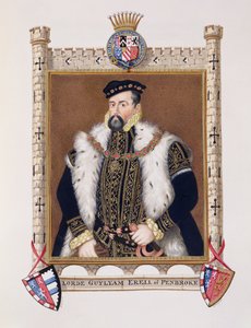 Portret Williama Herberta (ok. 1506-70) 1. hrabiego Pembroke ze „Wspomnień dworu królowej Elżbiety”, opublikowanych w 1825 r. (wc i gwasz na papierze)
