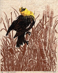 Cattail Cantata, 2017 (linoryt)