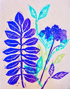 Flora (linoryt) 2020 autorstwa Sarah Thompson Engels
