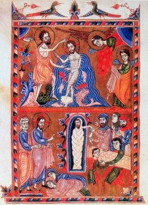 „Chrzest Jezusa i wskrzeszenie Łazarza”, 1336 autorstwa Sargis Pidsak