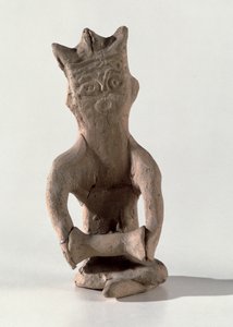 Figura ze skrzyżowanymi nogami z przedmiotem uważanym za bęben, z Suzy, Iran, IV-VI wne (kość)