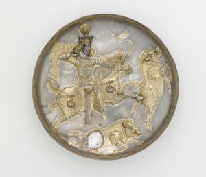 Płyta, IV wiek (srebro i złocenia) autorstwa Sasanian School