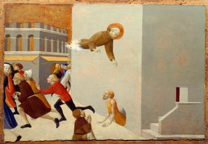 Błogosławiony Ranieri Rasini usuwa biednych z więzienia we Florencji Obraz na drewnie Stefano di Giovanni di Console dit il Sassetta (1392-ca.1450) XV w. niedz 0,43x0,63 m