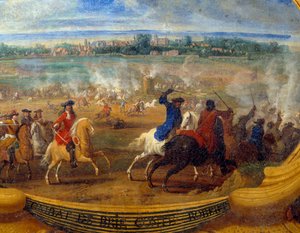 Czyny Ludwika II księcia Bourbon Conde (Bourbon-Conde) znanego jako Wielki Conde (1621-1686), Bitwa pod Brie Count Robert Detail, Obraz Zbawiciela Le Conte (Leconte, Le Comte, Lecomte) (1659-1694) Chantilly z XVII wieku, Musee Conde