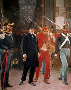 Risorgimento: „” aresztowanie włoskiego patrioty i polityka Carlo Poerio (1803-1867) „Obraz Francesco Saverio Altamura (1822-1897) Neapol, Muzeum Narodowe San Martino