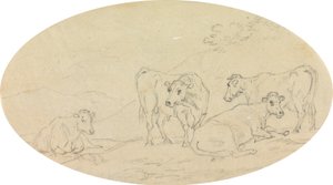 Cztery krowy na polu autorstwa Sawrey Gilpin