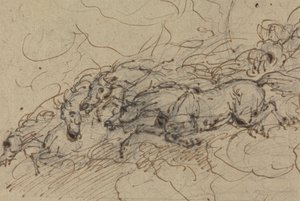 Cztery galopujące konie: (?) studium mitologiczne, prawdopodobnie dla rydwanu Faetona autorstwa Sawrey Gilpin