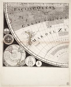 Nowa i poprawna mapa świata (sekcja), ok. 1774 r. (kolorowa rycina)