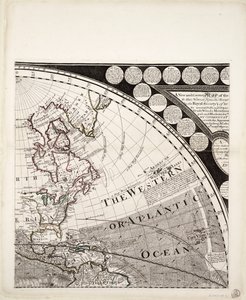 Nowa i poprawna mapa świata (sekcja), ok. 1774 r. (kolorowa rycina)