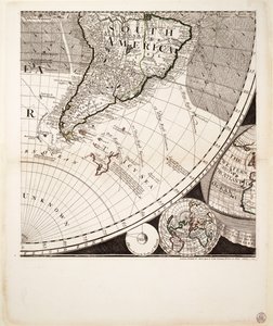 Nowa i poprawna mapa świata (sekcja), ok. 1774 r. (kolorowa rycina)