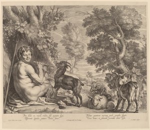 Patelnia grająca na flecie autorstwa Schelte Adams Bolswert after Jacob Jordaens