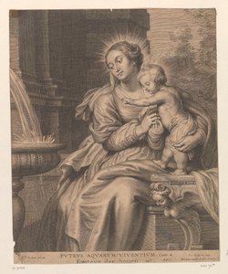 Maria poznała rodzaj bij een fontein Fontanna wód żywych / Fonteyn der houen (tytuł na obiekcie)