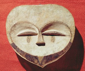 Maska Janusa, populacja Kwele, Kongo (malowane drewno)