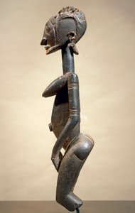 Rzeźba z drewna i metalu, autorstwa Mistrza skośnych oczu, wysokość 59 cm, sztuka plemienia Dogonów Mali