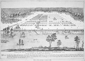 Widok Savannah w stanie Georgia w 1741 r. (lito) autorstwa School American