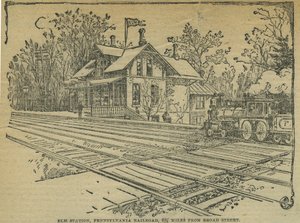 Stacja Elm, West Philadelphia, Pennsylvania Railroad, USA (lito) autorstwa School American