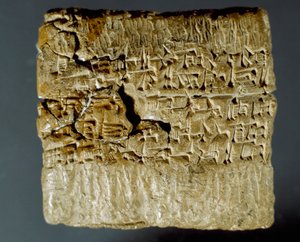 Cywilizacja asyryjska: grawerowane pudełko z pismem klinowym dotyczące wydobycia dwóch kopalni srebra. Stambuł, Muzeum Archeologiczne